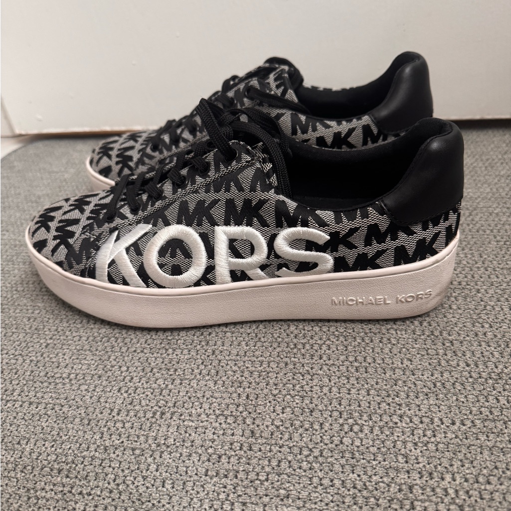 Michael Kors Black & White Logo Platform Sneakers